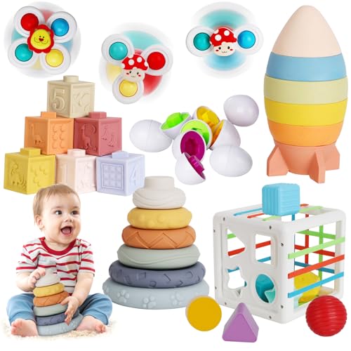 Dulsaera 6 in 1 Babyspielzeug 6 bis 12 Monate, sensorisches Spielzeug für Kleinkinder 1-3, Montessori Spielzeug für 1 Jahr, 6 Monate altes Babyspielzeug, Neugeborenes Badespielzeug für Säuglinge 6-12 von Dulsaera