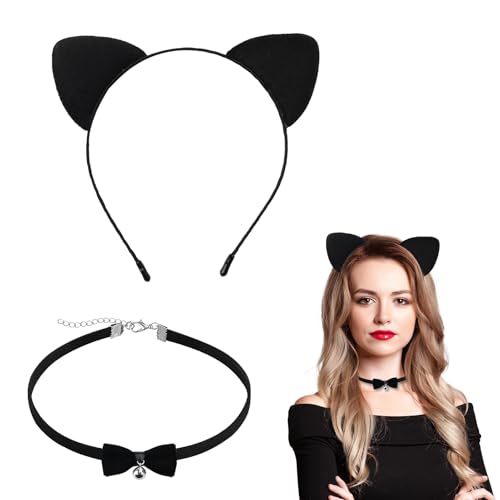 Duluok Schwarzes Katzenohren-Stirnband und Glöckchen-Halsketten-Set, schwarzes Katzenohr-Stirnband, Kostümzubehör für Frauen und Mädchen, Cosplay, Party, Verkleidung, Dekoration Duluok Schwarzes Katzenohren-Stirnband und Glöckchen-Halsketten-Set, schwarzes Katzenohr-Stirnband, Kostümzubehör für Frauen und Mädchen, Cosplay, Party, Verkleidung, Dekoration von Duluok
