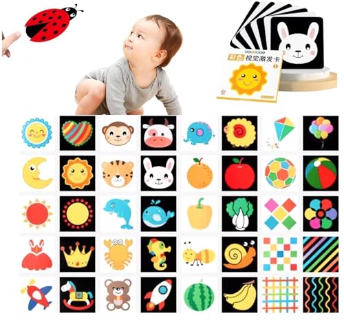 6-12-monatige Baby-visuelle Karte mit kontrastreichen visuellen Reizen -36 Seiten mit neugeborenen Spielzeugen und kognitiven Entwicklungsgeschenken von Dumhuts