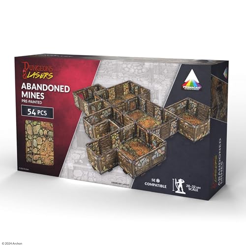 Dungeons & Lasers Vorlackierte Gelände-Sets für DND- und Tisch-RPG-Spiele – 5E kompatibel mit Miniaturen im Maßstab 28 mm - 32 mm – modulares Design für schnelle Montage (verlassene Minen) von Dungeons & Lasers