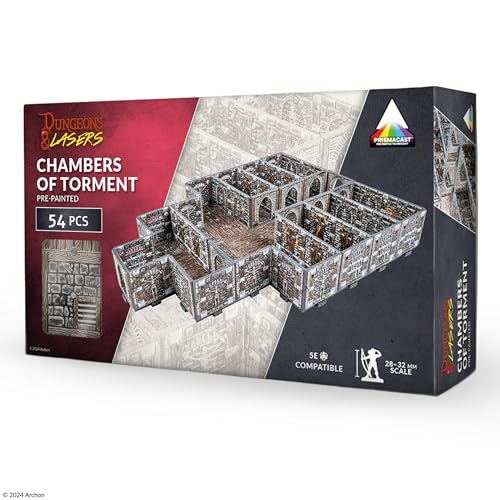 Dungeons & Lasers Vorlackierte Gelände-Sets für DND- und Tabletop-RPG-Spiele – 5E kompatibel mit Miniaturen im Maßstab 28 mm – 32 mm – modulares Design für schnelle Montage (Kammern der Qualen) von Dungeons & Lasers