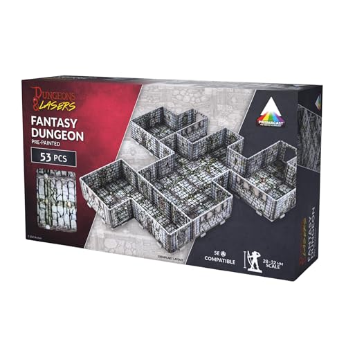 Dungeons & Lasers Vorlackierte Gelände-Sets für DND- und Tisch-RPG-Spiele – 5E kompatibel mit Miniaturen im Maßstab 28 mm – 32 mm – modulares Design für schnelle Montage (Fantasy Dungeon) von Dungeons & Lasers
