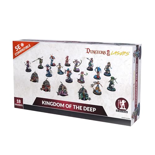 Dungeons & Lasers Kingdom of The Deep DND Miniaturen Set - 18 Modelle mit malerischen Basen - 5E kompatibel - Malen und Zusammenbau erforderlich - ab 14 Jahren von Dungeons & Lasers