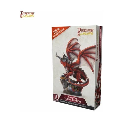 Dungeons & Lasers Thos Dragon Miniatur-Figur – hoch 150 mm hoch mit malerischer Basis – 5E kompatibel für DND- und Tabletop-RPG-Spiele – sehr detailliert und unlackiert von Dungeons & Lasers