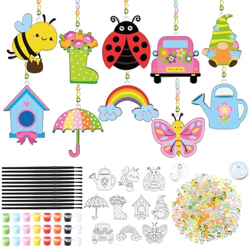 Dunzoom 30-teiliges Frühlings-Sonnenfänger-Set, Blume, Schmetterling, DIY-Sonnenfänger, Bastelset, zum Selbermachen, Sonnenfänger, Ornamente für Frühling, Fenster, Kunst, Handwerk, Malerei, Aktivität Dunzoom 30-teiliges Frühlings-Sonnenfänger-Set, Blume, Schmetterling, DIY-Sonnenfänger, Bastelset, zum Selbermachen, Sonnenfänger, Ornamente für Frühling, Fenster, Kunst, Handwerk, Malerei, Aktivität von Dunzoom