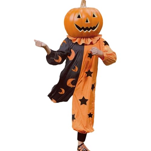 Duohropke Kürbis Kostüm Damen Halloween Strampler Einteiler Cosplay Costume Lustige Fleece Overall Hexe Kürbis Jumpsuit Rompers Onesie Bodysuit Set für Halloween Partys Themenveranstaltungen von Duohropke