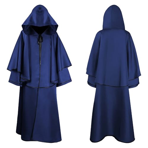 Duohropke Mittelalter Kleid Herren Mittelalter Renaissance Kleidung Damen Umhang mit Kapuze Priester Lang Robe Cosplay Kostüm Große Größen Halloween Karneval Kostüm Übergröße Poncho Cape von Duohropke