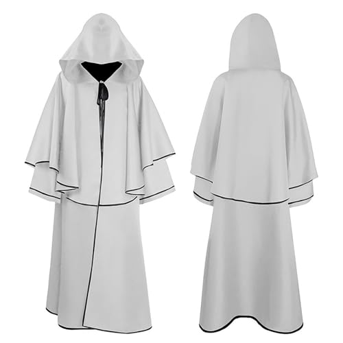 Duohropke Mittelalter Kleid Herren Mittelalter Renaissance Kleidung Damen Umhang mit Kapuze Priester Lang Robe Cosplay Kostüm Große Größen Halloween Karneval Kostüm Übergröße Poncho Cape von Duohropke