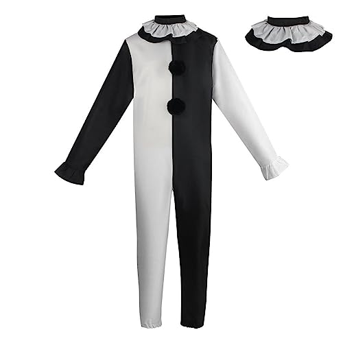 Duohropke Movie Killer Terrifier Clown Schwarz Weiß Jumpsuit Cosplay Kostüm Karneval Party Outfit für Herren Damen Duohropke Movie Killer Terrifier Clown Schwarz Weiß Jumpsuit Cosplay Kostüm Karneval Party Outfit für Herren Damen von Duohropke