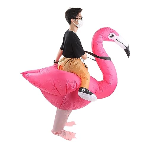 Duokon Aufblasbares Kostüm für Erwachsene, Party-Kostüme, Ausgefallenes Cosplay-Kleid, 190T Wasserdichtes Polyestergewebe, Halloween-Performance-Spielanzug für Flamingo, Aufblasbarer von Duokon