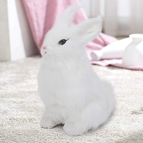 Mini Realistische Plüsch Kaninchen Lebensechte Tier Ostern Dekoration Ornament Ornament Spielzeug Modell Geschenk(Weiß) von Duokon