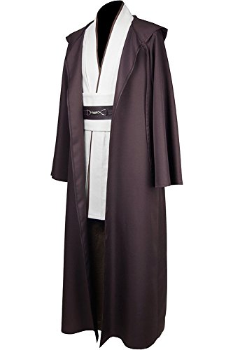 Duorola Jedi-Kostüm, Tunika, Kapuzenmantel, Herren, Filmuniform, Erwachsenen-Halloween-Outfit (XXL, weiß) von Duorola