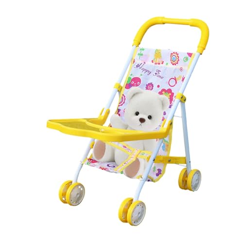 Babypuppenwagen, Zusammenklappbarer Puppenkinderwagen Für Kleinkinder, Rollenspielspielzeug Puppen Y Kinderwagen, Kinderspielzeug-Kinderwagen Für Bibi-Pupp e, Geeignet Für Kinder Ab 2 Jahren von Duqulle