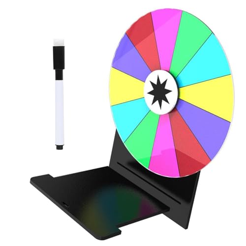 Duqulle Drehrad - 30 cm Glücksrad Drehscheibe,12 Felder beschreibbares Spielbrett mit Whiteboard Marker für Familie Schule Events von Duqulle