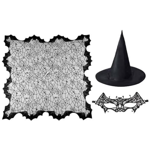Duqulle Hexenkostüm Damen - 3-teiliges Spinnennetz Umhang - Halloween Verkleidung Karneval Party Fasching Festtags Outfit für Kinder Erwachsene Bühne Feier Alltag Reisen Drinnen Draußen von Duqulle