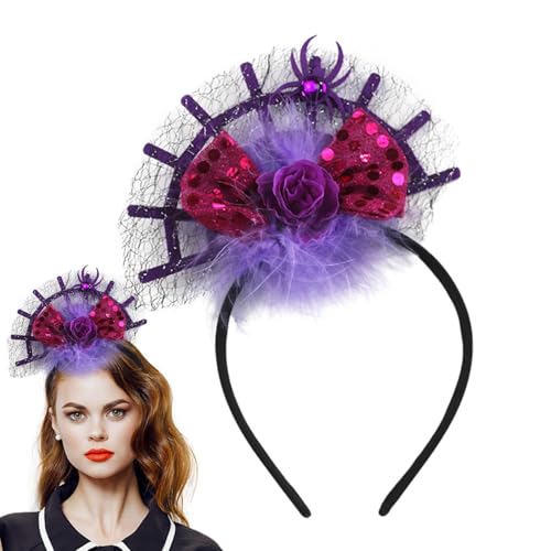 Duqulle Spinnennetz-Kopfschmuck, Spinnennetz-Stirnband - Festival-Kopfschmuck, glänzender Haarreifen mit Spinne | Kostüm-Kopfbedeckung, Spinnen-Kopfbedeckung für Cosplay, Abschlussball, Party, von Duqulle