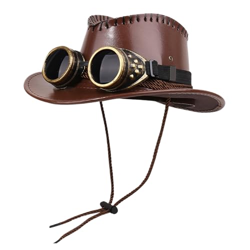 Duqulle Steampunk Hut - Großkrempige Hüte | Fotozubehör Mit Goggles Deko Für Mottopartys Veranstaltungen Modenschauen Theateraufführungen von Duqulle