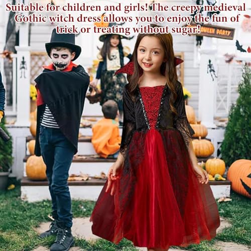 Duqulle Vampir-Kinder - Vampir-Kostüm Halloween - Gothic Anzug Für Maskerade Feste Feiern Familienfeiern Cosplay von Duqulle