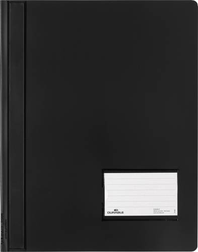 Durable DURALUX 268001 Schnellhefter Schwarz DIN A4+ Beschriftungsfenster (90 x 57 mm), Einreißschu von Durable