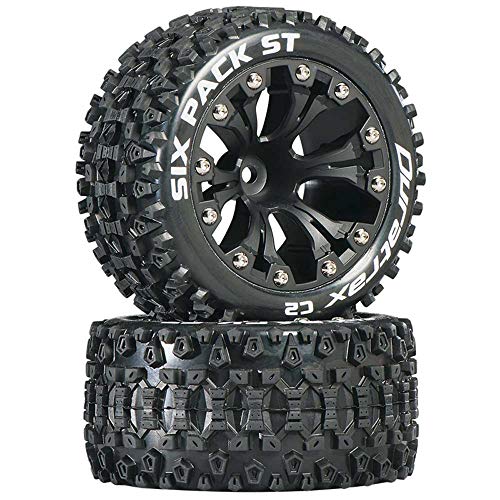 Six Pack ST 2.8" 2WD Mounted 1/2" Offset Tires, Black (2) von Duratrax