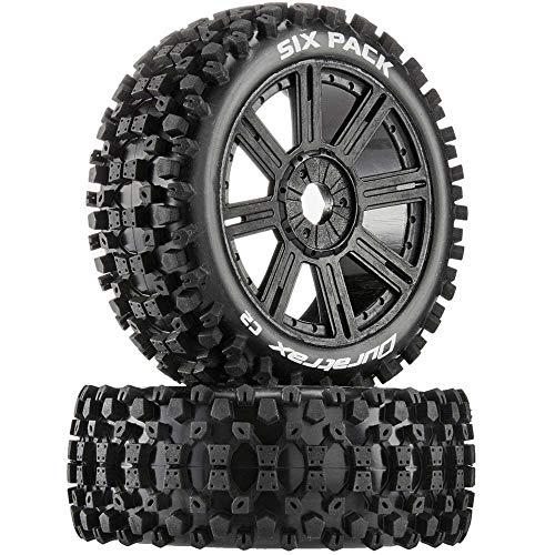 Six-Pack C2 Mounted Buggy Spoke Tires, Black (2) von Duratrax
