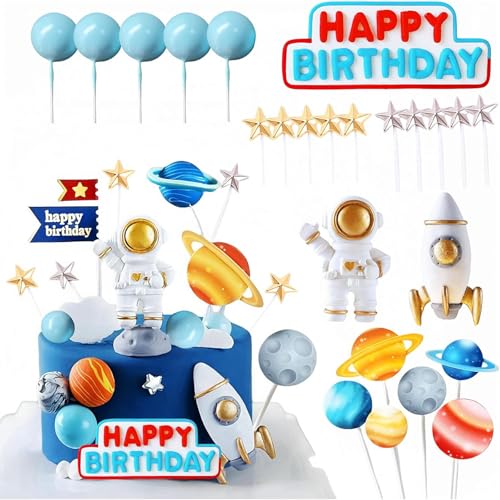 Durdiiy 24 Stück Weltraum-Kuchenaufsätze, Astronauten-Figur, Geburtstag, äußere Themenparty-Dekorationen, Planetenstern für Kinder, Babyparty-Zubehör Durdiiy 24 Stück Weltraum-Kuchenaufsätze, Astronauten-Figur, Geburtstag, äußere Themenparty-Dekorationen, Planetenstern für Kinder, Babyparty-Zubehör von Durdiiy