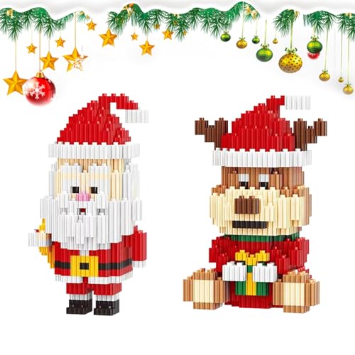 Durdiiy Weihnachtsbauset, Bausteine Modell,Weihnachtsmann Elch/Schneemann Weihnachtsbaum Bausteine,Konstruktionsspielzeug für Mädchen und Jungen Geschenk zu Weihnachten für Mädchen und Jungen von Durdiiy