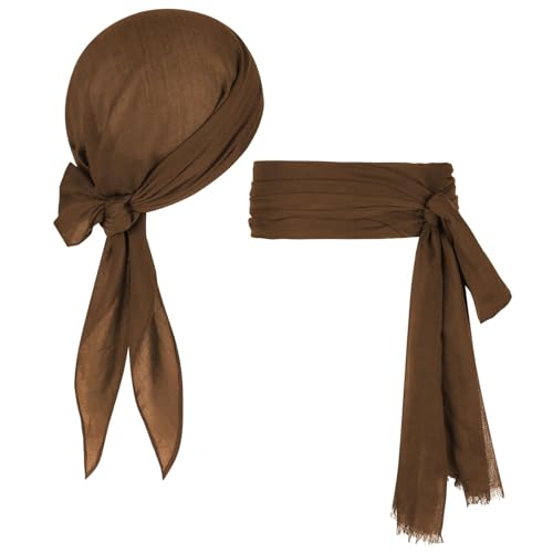 Durio Piraten Accessoires Set Mittelalter Piratenkostüm Zubehör Set Piraten Stirnband Taillengürtel Piraten Kopftuch Bandanas für Halloween Braun Durio Piraten Accessoires Set Mittelalter Piratenkostüm Zubehör Set Piraten Stirnband Taillengürtel Piraten Kopftuch Bandanas für Halloween Braun von Durio