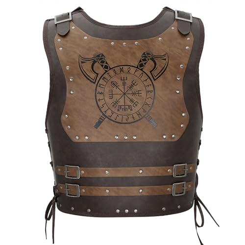 Durio Wikinger Rüstung mit Geprägten Lederrüstung Wikinger Kostüm Retro Mittelalter Ritter Leder Rüstung für Larp/Cosplay von Durio