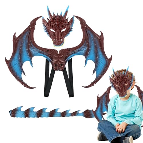 Duroecsain Drachenflügel für Drachenkostüm-Set, Cosplay-Schwanz-Gesichtsbedeckung, Kostüm-Set für Cosplay-Kostüme, Fancy Creations für Maskeraden, Streiche Duroecsain Drachenflügel für Drachenkostüm-Set, Cosplay-Schwanz-Gesichtsbedeckung, Kostüm-Set für Cosplay-Kostüme, Fancy Creations für Maskeraden, Streiche von Duroecsain