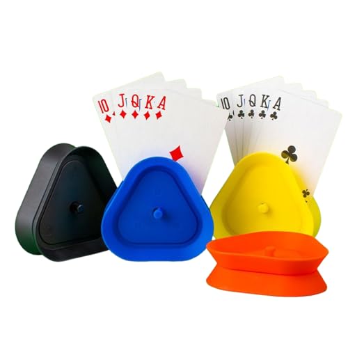 Duroecsain Dreieckiger Kartenhalter, Set mit 4 Pokerkartenhaltern, kompakter Tischständer für Abende mit erwachsenen Freunden und Familie von Duroecsain