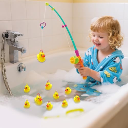 Duroecsain Ententeich Angelspiel - Kinderspiel zum Fischen - Interaktives Enten Fangen Spielzeug für Badewanne, , Outdoor, See und Pool von Duroecsain
