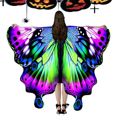Duroecsain Falterflügel Für Erwachsene | Farbenfrohe Halloween Schmetterlingsflügel Cape,Maskenball Kostümzubehör & Bühnenperformance Umhang Für Rollenspiel Duroecsain Falterflügel Für Erwachsene | Farbenfrohe Halloween Schmetterlingsflügel Cape,Maskenball Kostümzubehör & Bühnenperformance Umhang Für Rollenspiel von Duroecsain