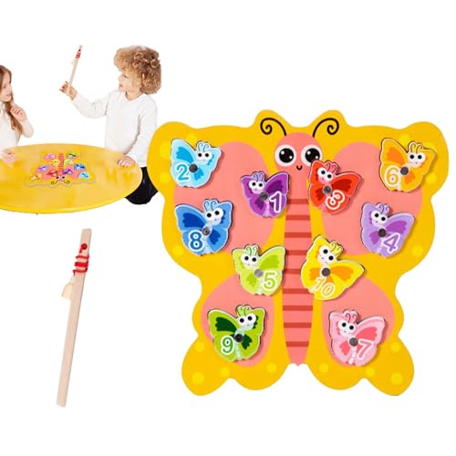 Duroecsain Fischereispielzeug, magnetisches Fischereispiel - Schmetterling Farbsortierzahlen Fischereispiel | Interaktiver Familienbindungsinstrument, sensorisches Trainingsinstrument für pädagogische von Duroecsain