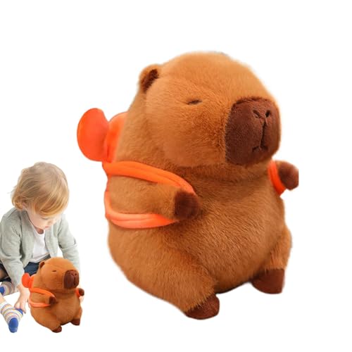 Duroecsain Gefüllte Capybara, Capybara Plüsch | Netter Begleiter für Kinderschlafzimmer | Nettes kleines Capybara -Spielzeug mit abnehmbarem Rucksack, Plüschpuppe für Kinder und Erwachsene von Duroecsain