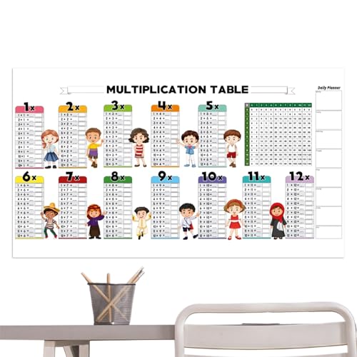 Duroecsain Multiplikationstafel Whiteboard, Multiplikationstabelle mit Farbe trocken abwischbar | Elektrostatisches Multiplikations-Schreibposter, Trockenlöschung – Berechnungen von Duroecsain