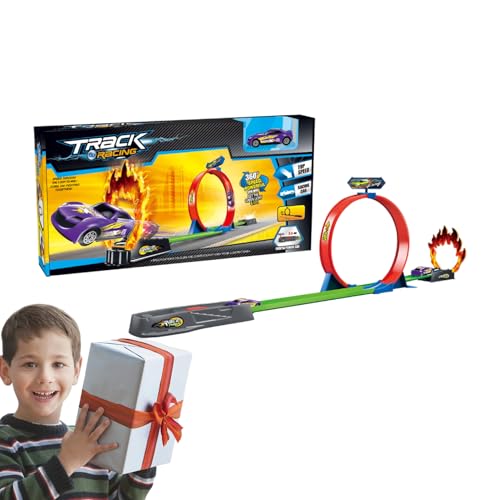 Duroecsain Rennautobahn, Kinderrennbahn - Slalombahn-Spielzeugauto | Eisenbahn-Rennbahn-Autospielzeug, Rennbahn-Spielzeugset, Flexible Slalom-Autobahnen für Kinder für und Mädchen von Duroecsain