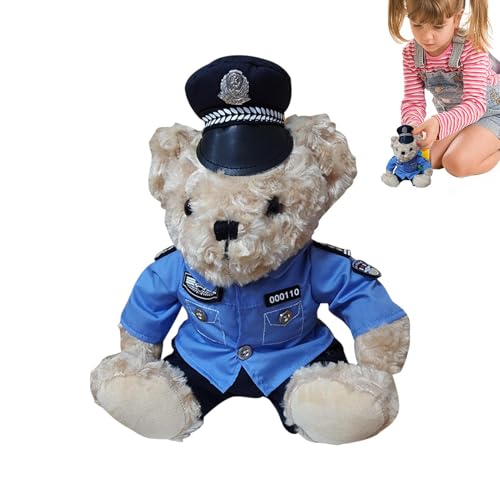 Duroecsain Richtlinien Kuscheltiere | Ausgestopftes Bären-Plüschtier im Polices-| Niedliche Plüschbären mit Abnehmbarer ung für Kinder, Mädchen und von Duroecsain