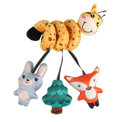 Duroecsain Spielzeug für Autositze, sensorisches Plüschtier mit hohem Kontrast mit Glocke für Neugeborene, leicht, interaktives frühes Lernwerkzeug für Jungen und Mädchen von Duroecsain