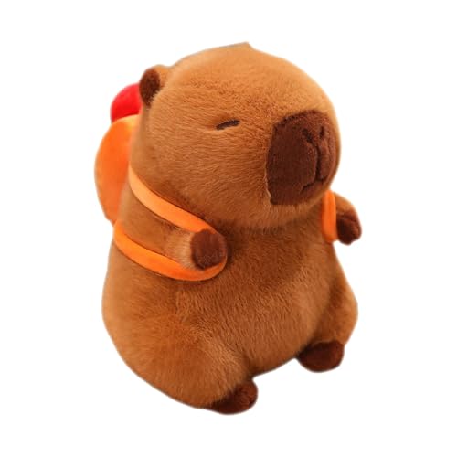Duroecsain Stofftiere Capybara, Stoffkapybara - Netter Begleiter für Kinderschlafzimmer,Nettes kleines Capybara -Spielzeug mit abnehmbarem Rucksack, Plüschpuppe für Kinder und Erwachsene von Duroecsain