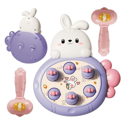 Duroecsain Wack und | Interaktives Cartoon-Kaninchen-Whack-Mole-Spiel - Lernendes -Kleinkindspielzeug mit 2 Hämmern, Geburtstagsspielzeug mit Hasenmotiv für Kinder ab 3 Jahren von Duroecsain