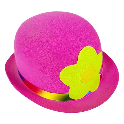Duroecsain Zirkushut | Blumenmuster Clownhut mit Flacher Krone | Kreatives Bequemes Narrenzubehör Für Kostüme Feste Draußen Treffen Zuhause von Duroecsain