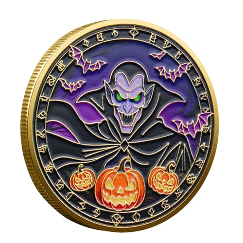 Halloween-Gedenkmünze | Sammlerstück aus Metall für Partygeschenke – Sammlung Wanddekoration, Kunst, Dekoration, Haus, Erwachsene von Duroecsain