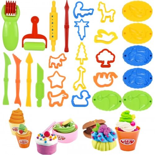 Duronge 26 Stück Knete Zubehör Set, Knete Werkzeug, Knetwerkzeug, Teiliges Spielteig Set für Kinder, Teig Plastilin Werkzeuge, Knetwerkzeugset von Duronge