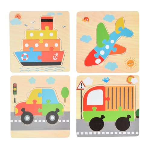 Holzpuzzle Kinder, 4 Stück Holzspielzeug Puzzle, Lernspielzeug Steckpuzzle Holz, Fahrzeug Holzpuzzle Geschenke für Kinder ab 1 2 3 Jahr - 15 x 15 cm Holzpuzzle Kinder, 4 Stück Holzspielzeug Puzzle, Lernspielzeug Steckpuzzle Holz, Fahrzeug Holzpuzzle Geschenke für Kinder ab 1 2 3 Jahr - 15 x 15 cm von Duronge