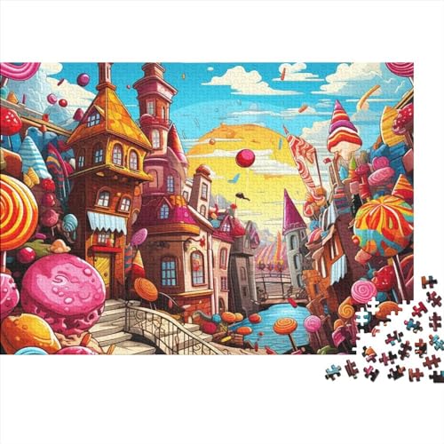 Candy Land 1000 Teile Puzzle für Erwachsene, lustiges Spielzeug, Denkspiel, Heimdekoration, Stressabbau-Spielzeug, Bildungsspiel, Herausforderung, pädagogisch, 1000 Teile (75 x 50 cm) von Durratou