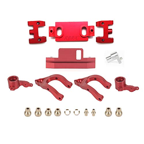 Durratou D12 CNC Metall Obere & Untere Schwinge Lenkschale Achsschenkel Zubehör Set für D12 1/10 RC Car Upgrades Teile, rot von Durratou