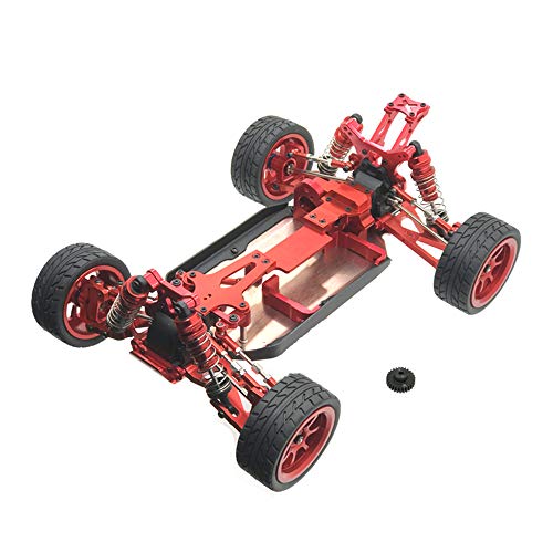 Durratou für 144001 1/14 RC Auto Upgrade Teile Alle Metall montiert Rahmen Chassis mit Rad Set Ersatzzubehör, rot von Durratou