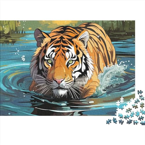 Tiger für Erwachsene, lustiges 1000-teiliges Puzzle, Lernspiel, Intellektuelles Spiel, Entspannung und Intelligenz, Heimdekoration, Spielzeug zum Stressabbau, 1000 Stück (75 x 50 cm) von Durratou
