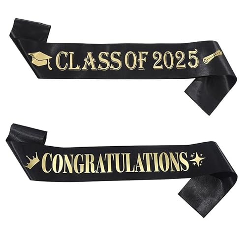 Dusenly 2 Stück Klasse 2025 Graduation Schärpen Schwarz Gold Glückwunsch Schärpe für 2025 Grad Party Dekoration Kit Zubehör Dusenly 2 Stück Klasse 2025 Graduation Schärpen Schwarz Gold Glückwunsch Schärpe für 2025 Grad Party Dekoration Kit Zubehör von Dusenly